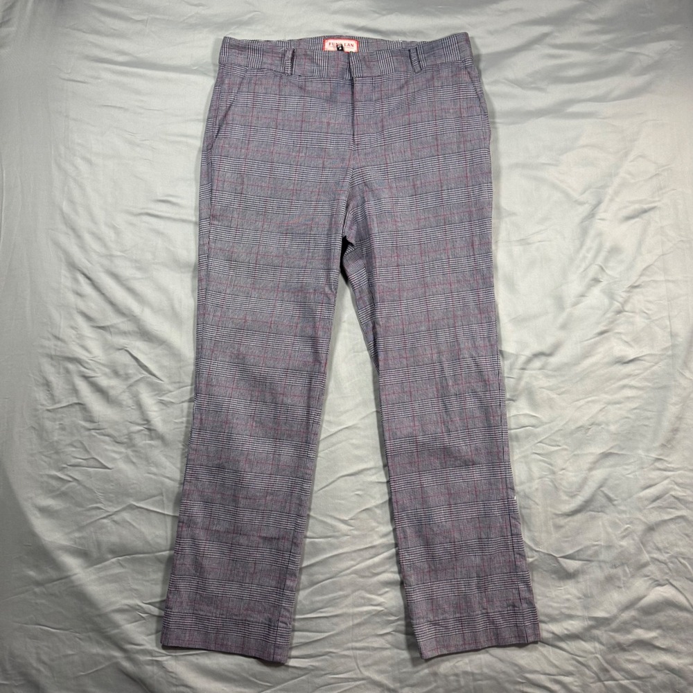Fung Lan & Co Pants Women's Sz 10 Gray Glen Plaid Fitted Trouser Made USA‎ Work